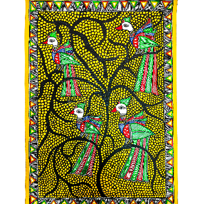 Gaon Originals Unframed Madhubani Painting (15.25X11.25)