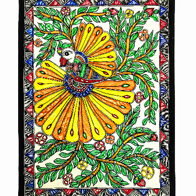 Gaon Originals Unframed Madhubani Painting (15.25X11.25)