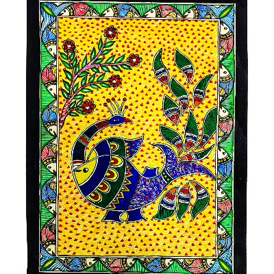 Gaon Originals Unframed Madhubani Painting (15.25X11.25)