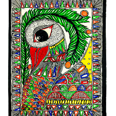 Gaon Originals Unframed Madhubani Painting (15.25X11.25)