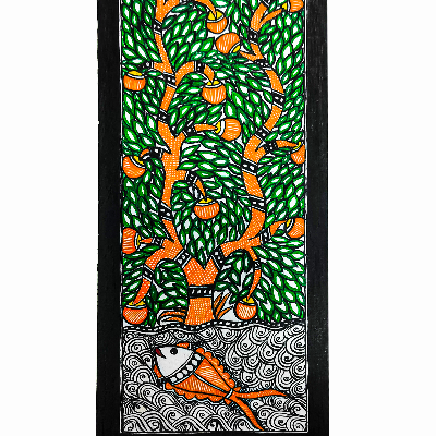 Gaon Originals Unframed Madhubani Painting (15x6 inch)