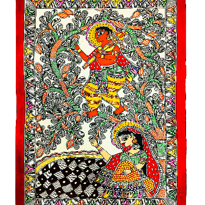 Gaon Originals Unframed Madhubani Painting (22x15) Inch