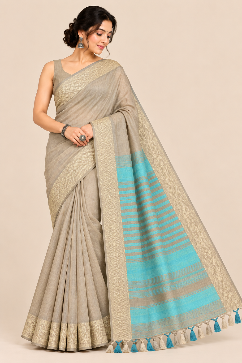 Narmada Lehar 100 Ghar Border Plain Silk Saree