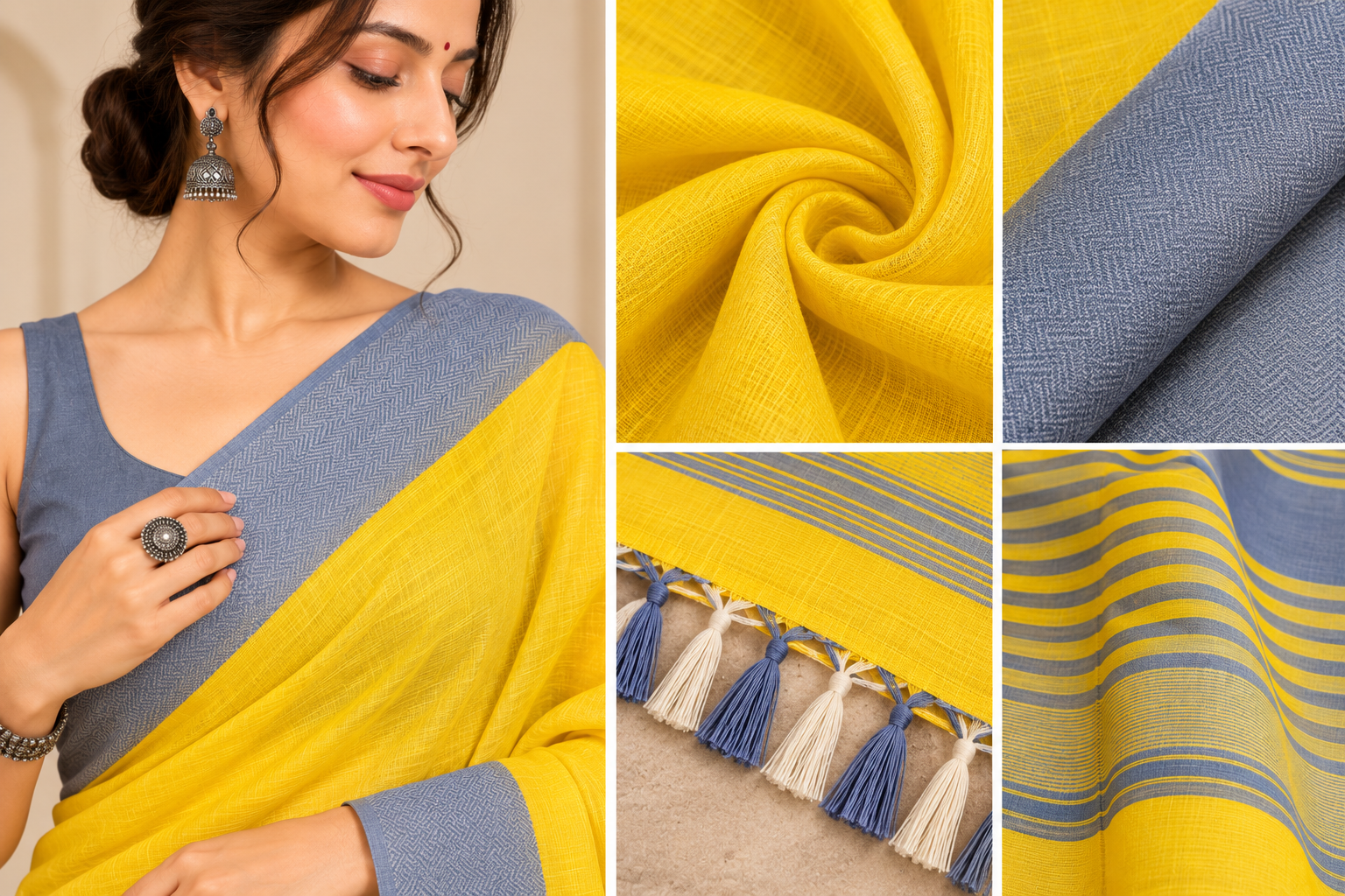 Narmada Lehar 100 Ghar Border Plain Silk Saree - SKU-40-GO-MS-001-MUSTARD (5)
