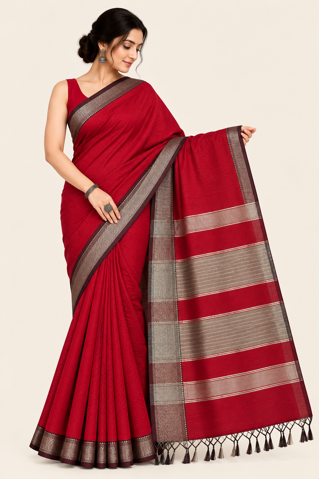 Narmada Lehar Plain Silk Saree
