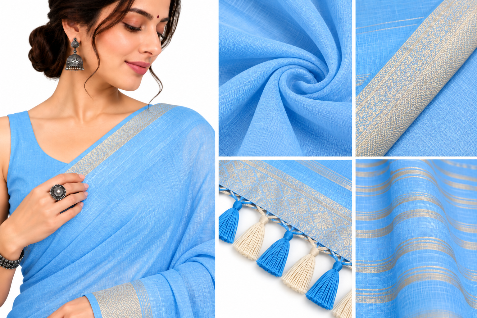 25 Ghar Border Kosa Pallu Saree - SKU-42-GO-25GBKPS-001-BLUE (5)