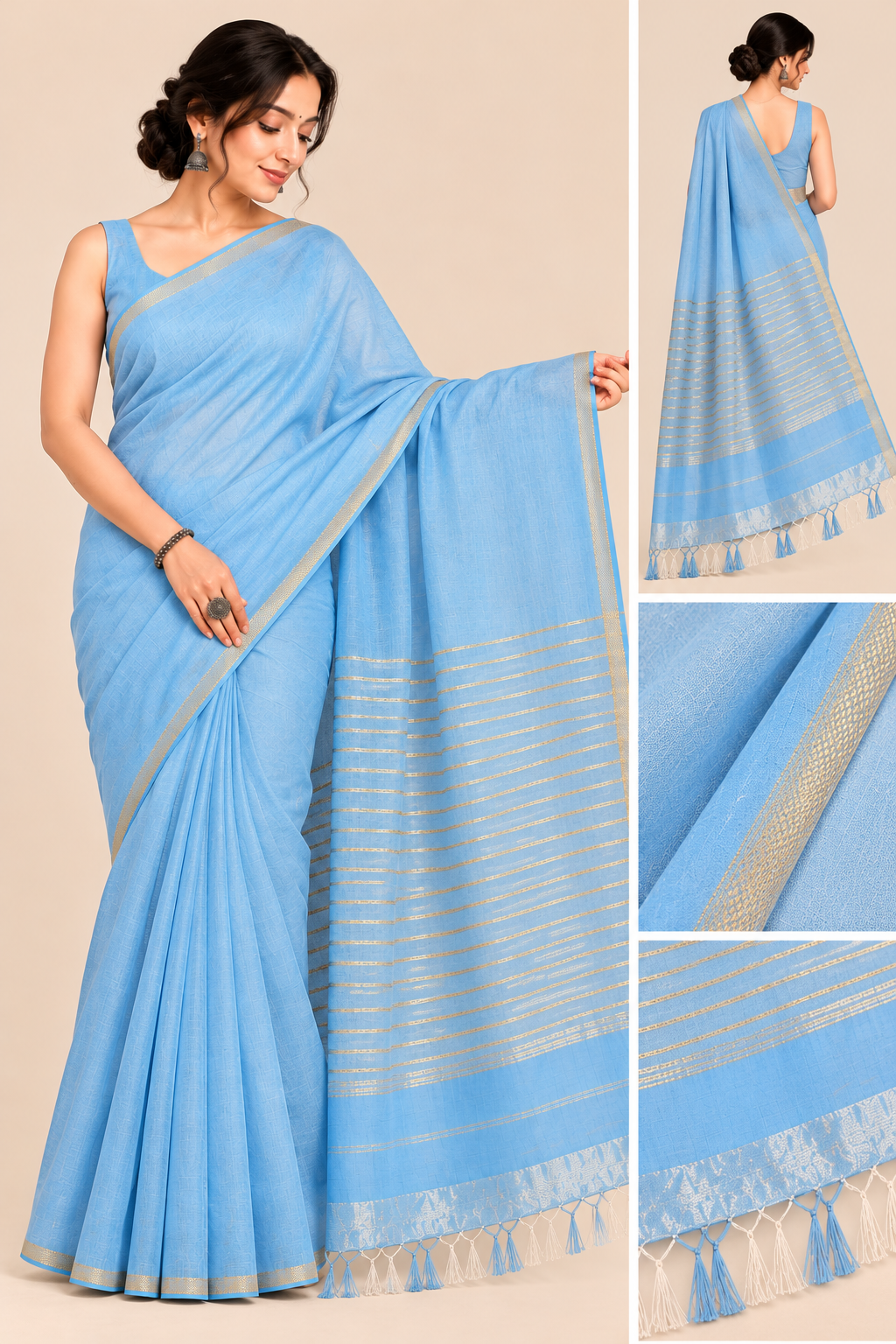 25 Ghar Border Kosa Pallu Saree - SKU-42-GO-25GBKPS-001-BLUE (4)