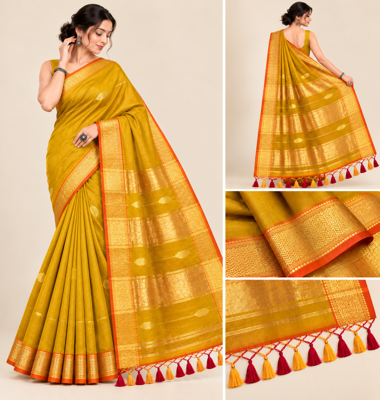 Narmada Lehar Border Buta Saree - SKU-44-GO-NLBB-001-MUSTARD (4)