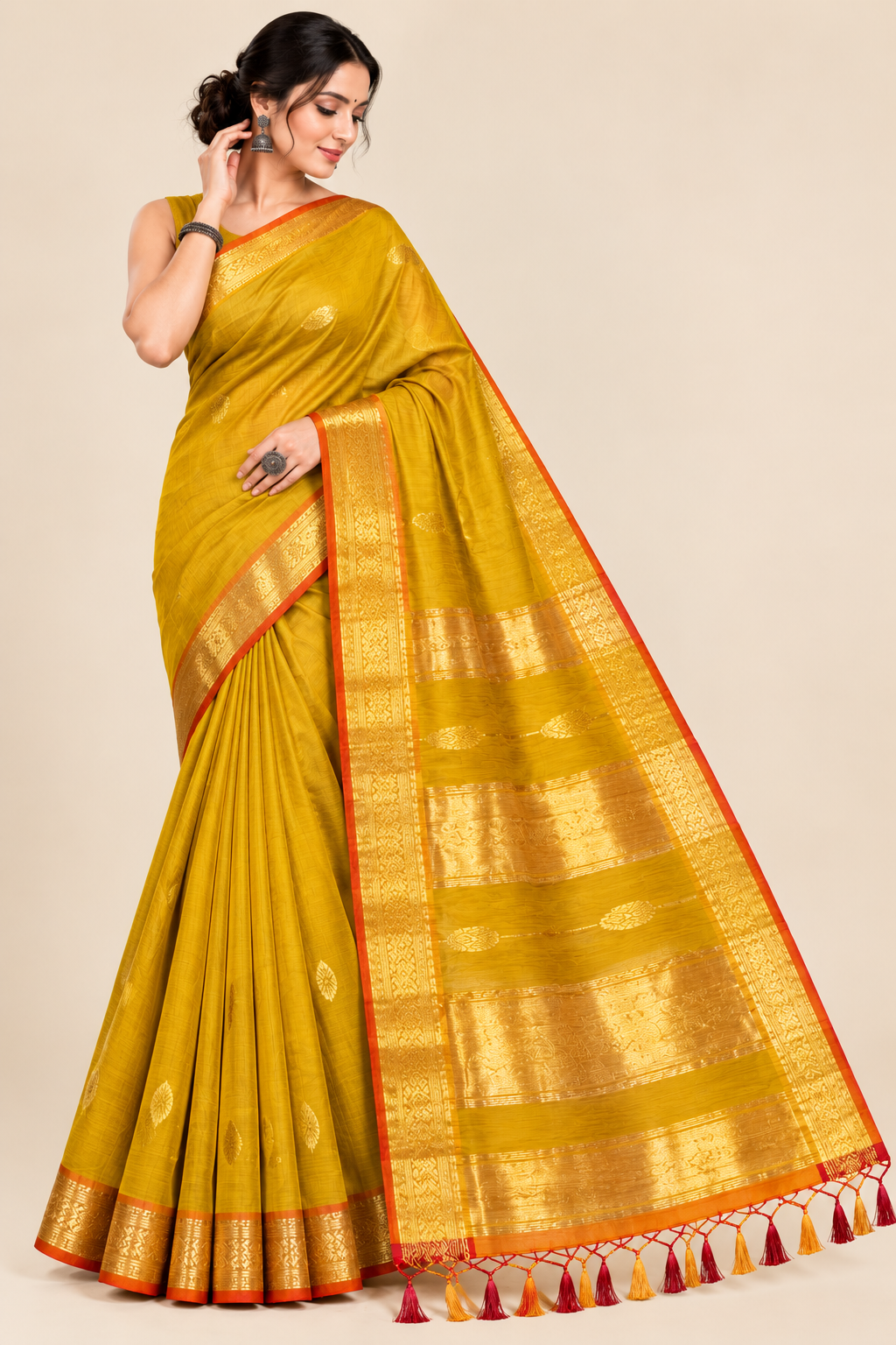 Narmada Lehar Border Buta Saree